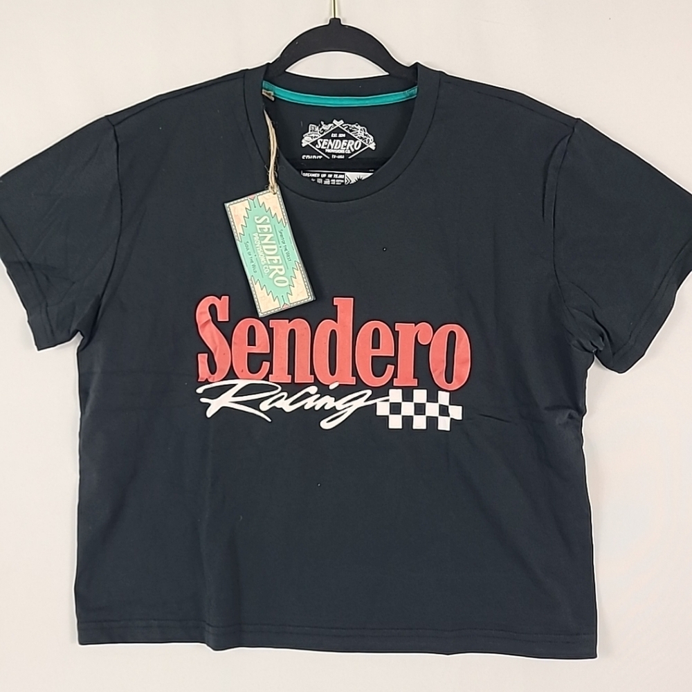 Sendero Racing Women's Black Short Sleeve Tee